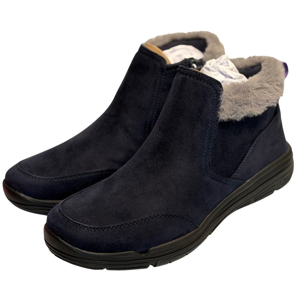 Ryka Amaze Water-Repellent Cozy Lined Ankle Booties Navy Blue Womens Size 7.5